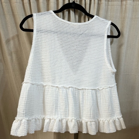 NWT POL V Neck Knit Patchwork Tank Ivory - Picture 2 of 2